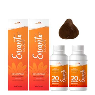 Imagem de Beleza Ruiva – Kit Coloração Encanto Colors 6.4 Louro Escuro Cobre | Oxigenada 20vol 6% | Duas Unidades | Cobertura Total dos Brancos e Brilho Intenso