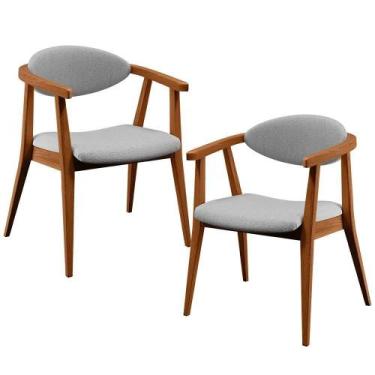 Imagem de Kit 02 Poltronas Para Sala De Estar Cecília B04 Linho Cinza - LYAM DEC