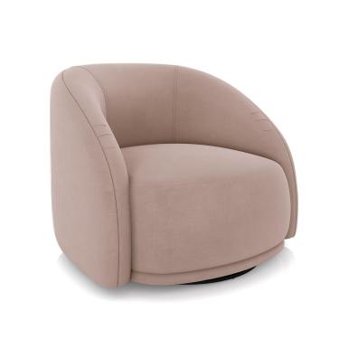 Imagem de Poltrona Decorativa Jenny Base Giratória em Metal Preto Veludo Rosê G45 - Gran Belo
