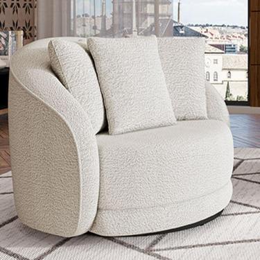 Imagem de Poltrona Decorativa Base Giratória Galáxia com Almofadas Boucle Branco G45 - Gran Belo