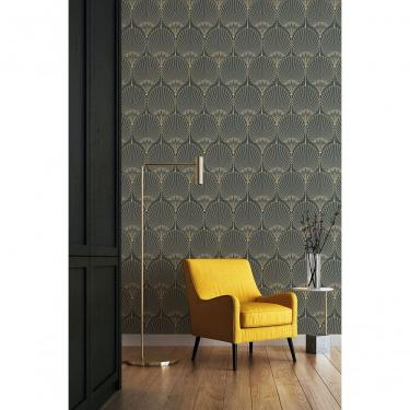 Imagem de Papel De Parede Muse Geométrico Art Deco Preto E Dourado A54901