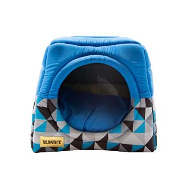 Imagem de Luppet Cama E Toca 2 Em 1 Com Almofada Para Cachorro Ou Gato Azul Losango G