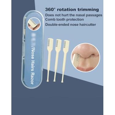 Imagem de Pacote com 3 Aparadores de pelos de nariz de cabeça dupla, manual para homens e mulheres, artefato de limpeza de pelos do nariz, portátil, ferramenta de aparador de pelos do nariz BLC528-02