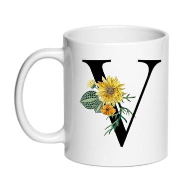 Imagem de SIUNY Canecas de café personalizadas para presente em V - Caneca de chá de presente com monograma para mulheres, presente de aniversário e Natal para sua esposa, dia da mãe, avó, namorada, amizade