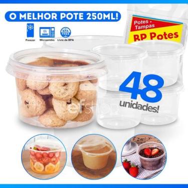 Imagem de 48 Un Pote Redondo 250ml de Plástico Bolo Açai Descartável - Bp Potes