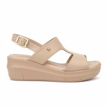 Imagem de Sandália ortopédica feminina softli sua cia esporão anabela, Sand, 38
