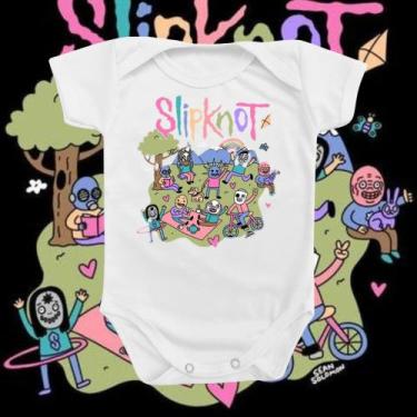 Imagem de Roupinha Body de Bebê Presente Temático Mimo Banda de Rock Slipknot Mú