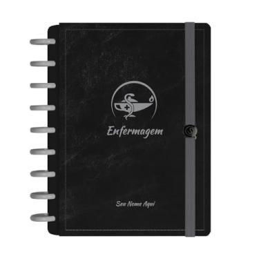 Imagem de Caderno De Disco Iscool Inteligente Personalizado 140 Folhas Profissões Preto Prata Enfermagem Médio M+