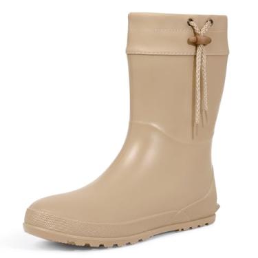 Imagem de Asgard Botas de chuva femininas de cano médio, cano médio, botas de jardinagem ultraleves e portáteis, Caqui, 9-9.5