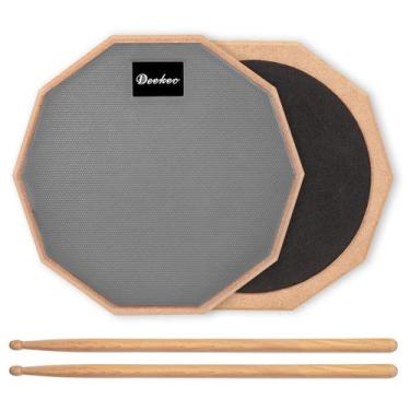 Imagem de Drum Practice Pad Deekec 8" silencioso de dupla face com bastões