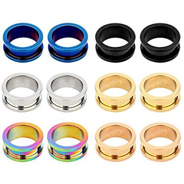 Imagem de TOPBRIGHT 12 alargadores de orelha de aço cirúrgico com alargador duplo alargador para orelha, Aço inoxidável, aço