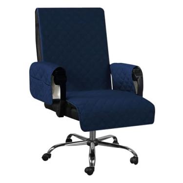 Imagem de Protetor de cadeira de escritório, capa de cadeira de escritório resistente à água com bolso lateral, capa de cadeira de computador de poliéster removível para executivos, cadeiras de jogos e cadeiras