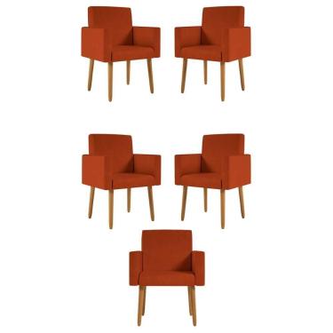 Imagem de Kit 05 Poltronas Nina Decorativa Para Recepção Balaqui Decor Terracota