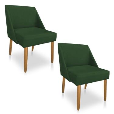 Imagem de Kit 02 Cadeiras Poltrona Juliana Suede Pés Palito Castanho Verde