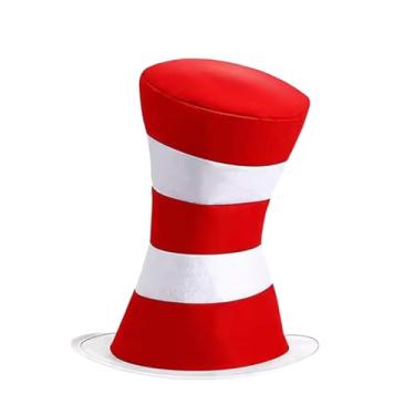 Imagem de UGrandF Classic Red and White Striped Top Hat, Costume Hat for Halloween & Theme Parties
