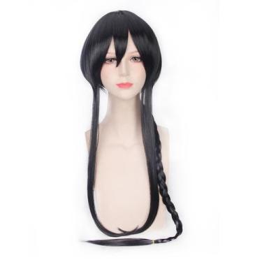 Imagem de Peruca de cosplay de 100 cm de comprimento trançada preta com franja r