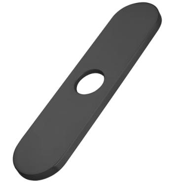 Imagem de Placa oval de 25 cm, escudo de aço inoxidável para cozinha e banheiro, capa escovada preta para torneiras de furo único, placa de deck de pia
