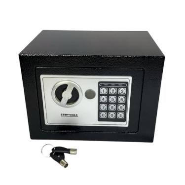 Imagem de SportTools Cofre Digital Eletrônico com Teclado Numérico, Preto, Fechadura Eletrônica e Chave de Backup, Aço