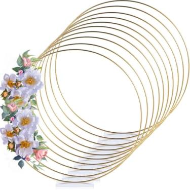Imagem de Conjunto de suporte de argola de metal com 10 peças, anéis de 30 cm com base acrílica para decorações de balões e flores, centros de mesa de casamento e festa DIY