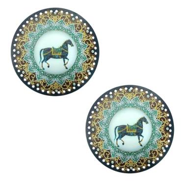 Imagem de MIAO YUAN 2 peças de placas de base perfuradas de acrílico, forro de padrão dupla face para fundo de bandeja de vime, cesta de tecelagem artesanal e bolsa de crochê kits DIY - cavalo