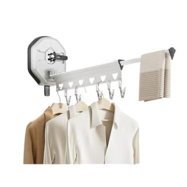 Imagem de Hhsdyl Varão Suspenso Robusto, Cabide de Parede com Braço Articulado, Estendal de Roupa com Rotação de 180° e Economia de Espaço para Lavandaria,White,One