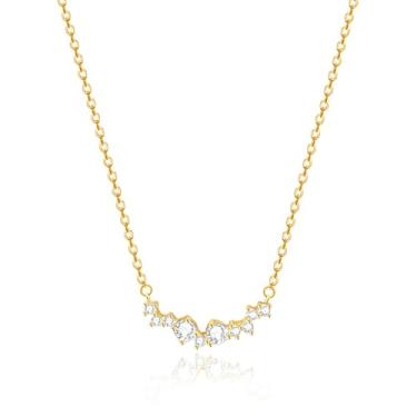 Imagem de Zeffy Colares de diamante para mulheres, colar de ouro delicado banhado a ouro 18 k, colares simples com pingente de diamante CZ de ouro para mulheres, joias modernas, presentes para meninas, Banhado