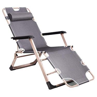 Imagem de LMJYU Reclinável dobrável de praia para lazer ao ar livre, cadeira de gravidade zero, cadeira de sol com descanso de perna ajustável e encosto confortável, sofá de apoio de braço, pano Oxford simples