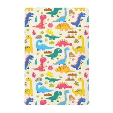 Imagem de STAYTOP Jogo de lençol com elástico padrão de dinossauro, 99 x 27 cm, macio e respirável para berço