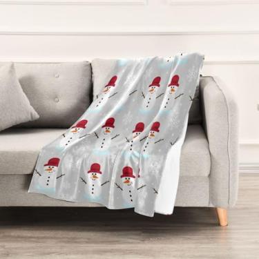 Imagem de Wassud Cobertores e mantas de Natal 152 x 228 cm de bonecos de neve de Natal para sofá, cobertores quentes aconchegantes de lã de pelúcia para cama, sofá, cadeira, decoração de casa