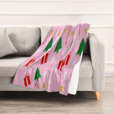 Imagem de Wassud Cobertores e mantas de Natal 152 x 228 cm, árvores de Natal e presentes para sofá, cobertores quentes aconchegantes de lã de pelúcia para cama, sofá, cadeira, decoração de casa
