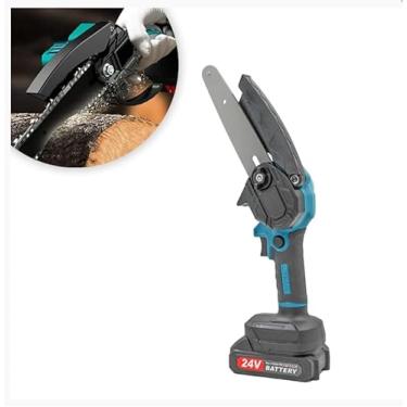 Imagem de Mini Motosserra Elétrica Portátil 24V – Bateria Recarregável e Sem Fio – Ideal para Podas de Galhos, Árvores Pequenas, Jardinagem e Corte de Arbustos