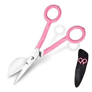 Imagem de Tesouras de bico de pato, tesoura de aplique de bico de pato para cochilo de 18 cm para pilha de carpete - cabo curvado, tesoura de tufos de tapete com bolsa para bordado, tecido, linha, tricô