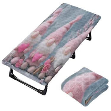 Imagem de Burbuja Lençol de berço de gnomos rosa para crianças, lençol de berço acolchoado portátil com faixa elástica para meninas e meninos, lavável na máquina, 63,5 x 127 cm