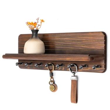 Imagem de Rebee Vision Suporte de parede retrô para decoração de quarto – Cabide de chave de fazenda com 8 ganchos duráveis e prateleira flutuante para cabide – Organizador de correio para entrada, decoração de