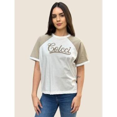 Imagem de Camiseta Feminina Duo Color Com Logo Frontal Colcci-Feminino