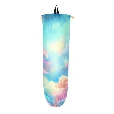 Imagem de Céu preenchido com nuvens coloridas, suporte de saco de plástico de cozinha, dispensador de armazenamento de saco plástico
