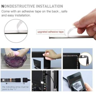 Imagem de Fafeicy Faixa de Luz de Fundo de TV Com Mudança de Cor, Faixa de Luz LED RGB para Controle de Aplicação Inteligente, Iluminação à Prova d'água 5050 SMD para Decoração Interna e Externa (#16)