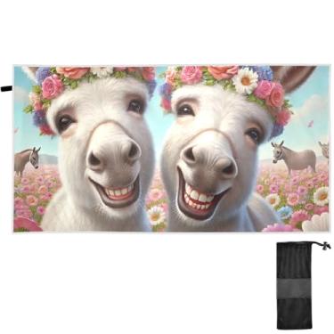 Imagem de TSENQUE Bonito burro sorrindo animal toalhas de praia grandes toalhas de praia grandes toalha de viagem de secagem rápida acessórios de praia viagem 152 x 76 centímetros