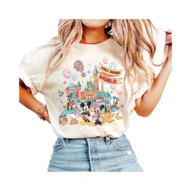 Imagem de Camiseta Vintage Com Estampa De Aquarela Do Castelo Do Walt Disney Wor