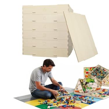Imagem de JOYABEST 6 bandejas de blocos de brinquedo, peneira, organizador de blocos de armazenamento de brinquedos, caixa de tijolos de armazenamento portátil para blocos de construção, 5 tamanhos diferentes,