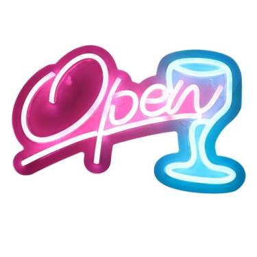 Imagem de Luocute Sinal de Néon Aberto de Bar, 12,5 pol. Super Brilhante Regulável LED Cocktail Luzes de Néon para Decoração de Parede Luzes Abertas para Negócios Pub Store Man Cave Party Club