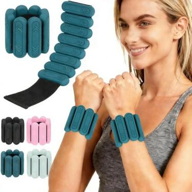 Imagem de Smlper Conjunto de 2 pesos de tornozelo (0,5 kg/0,9 kg cada) – Pesos de pulso e tornozelo ajustáveis premium para mulheres e homens, pulseiras de silicone para treinamento de força para natação