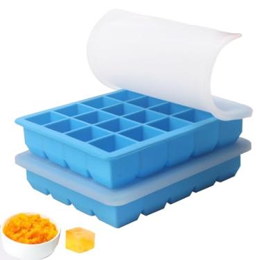 Imagem de 1 colher de sopa de moldes de silicone para congelador – perfeitos para armazenar alho, gengibre, pesto, ervas, pasta de tomate, suco de limão, purês de vegetais, purês e muito mais – Bandeja de