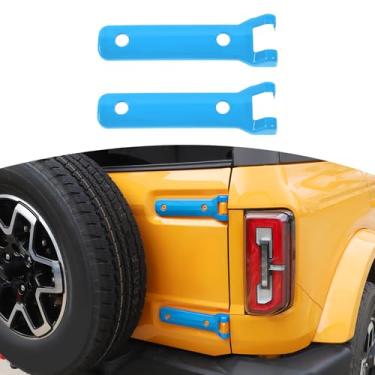 Imagem de JOSHELA Acabamento da tampa da dobradiça da porta traseira da porta traseira Bronco azul claro para Ford Bronco 2021-Present ABS Acessórios externos 2 peças
