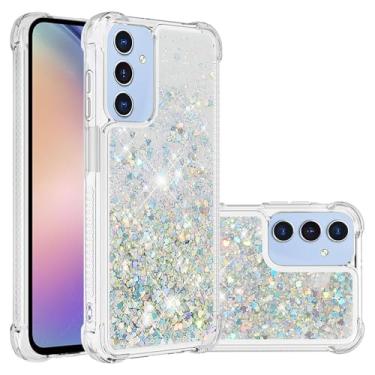 Imagem de COTDINFOR Capa de celular para Samsung Galaxy A17 5G com glitter líquido fofo flutuante areia movediça à prova de choque protetor durável macio TPU transparente capa para Samsung Galaxy A17 5G Love