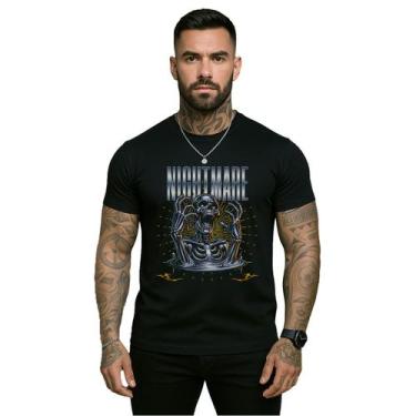 Imagem de Camiseta Esqueleto Derretendo Pesadelo Premium, Preto, GG