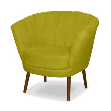 Imagem de Poltrona Pétala Flor Decorativa Suede Amarelo - Sonho das Poltronas