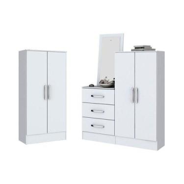 Imagem de Armário Multiuso Casal B14 + 1 Cômoda B700 Branco - Henn