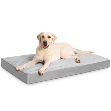 Imagem de NUPIDA Camas ortopédicas para cães de tamanho grande, à prova d'água, colchão para animais de estimação com capa lavável removível e fundo antiderrapante, tapete acolchoado para caixa, 89 x 55 cm