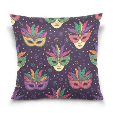 Imagem de Blueangle Capas de almofada de máscara de carnaval - 50 x 50 cm, decoração de férias de fazenda para sofá de casa (12)